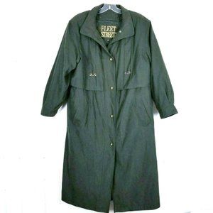 Fleet Street Button Long Coat Size 12 Green Lined